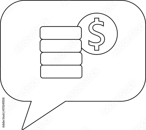 chat icon and dollar coin stack icon with white background