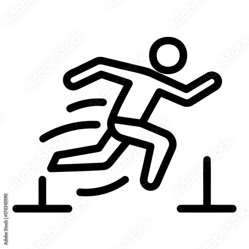 Outline of a person jumping over hurdles in athletics sport  