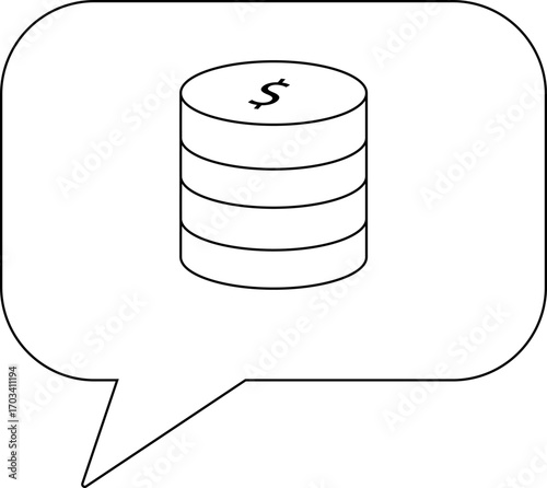 chat icon and dollar coin stack icon with white background