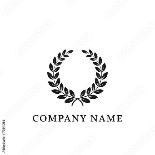 Elegant Black Laurel Wreath Logo for Company Branding.
