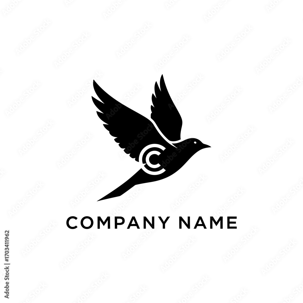 Obraz premium flying bird logo design with initial c.