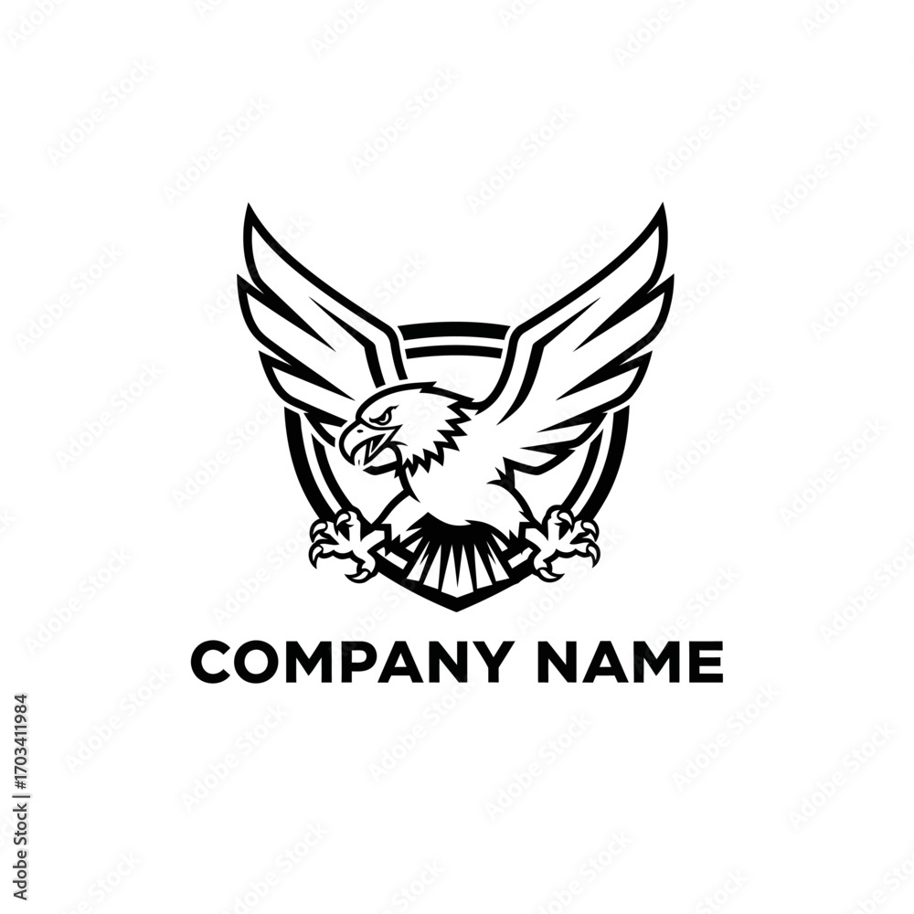 Obraz premium Fierce Eagle Mascot Logo with Spread Wings on a Shield.