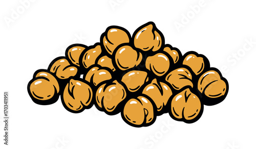 Roasted chickpeas in a pile on white background  