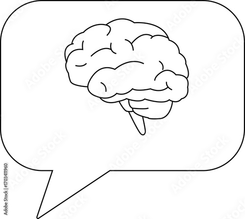 chat icon and human brain icon with white background