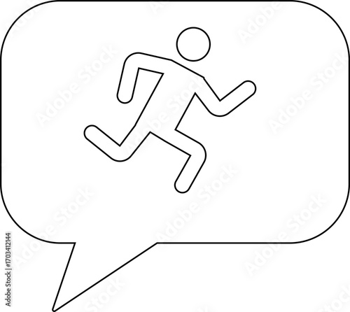 chat icon and running person icon with white background