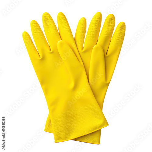 Vibrant yellow rubber gloves for household cleaning and protection