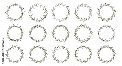 Collection of delicate botanical wreaths featuring natural leafy designs for decorative purposes
