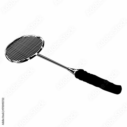 Badminton racket silhouette sport vector art 