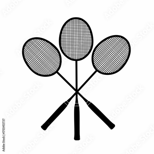 tennis racket and ball Badminton racket vector silhouette art