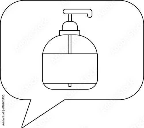 chat icon and soap bottle icon with white background