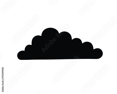 Silhouette of a puffy cumulus cloud formation against a white background
