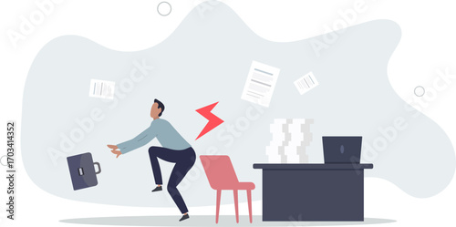 Office syndrome back pain, sitting and work too long causing back ache or inflammation of neck, shoulder and back muscles concept.life and employment of people.