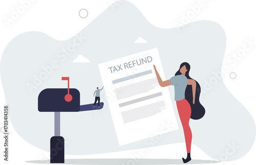 Tax refund or rebate credit concept.life and employment of people.