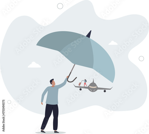 Travel insurance, protection for traveller before flying in COVID-19 Coronavirus era concept.life and employment of people.