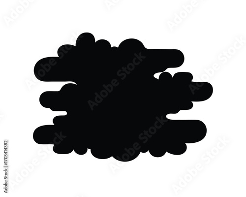 Abstract black cloud formation or design element on white background art