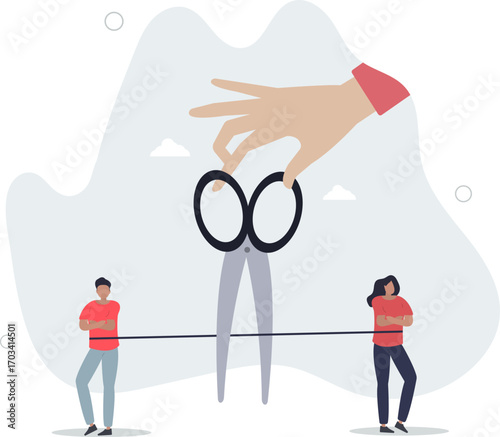 Divorced couple, separation of broken marriage end of relationship concept.life and employment of people.