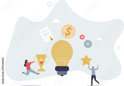 Employee recognition and rewards with motivation bonus.Reward after successful professional job or excellent results.life and employment of people.