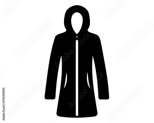 Silhouette of a hooded jacket with a zipper and pockets design