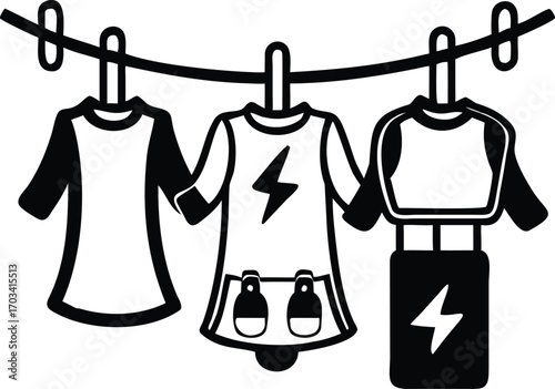 Clothes hanging on a line laundry drying