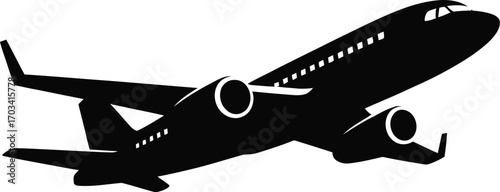 Black silhouette of a jetliner in flight airplane aircraft