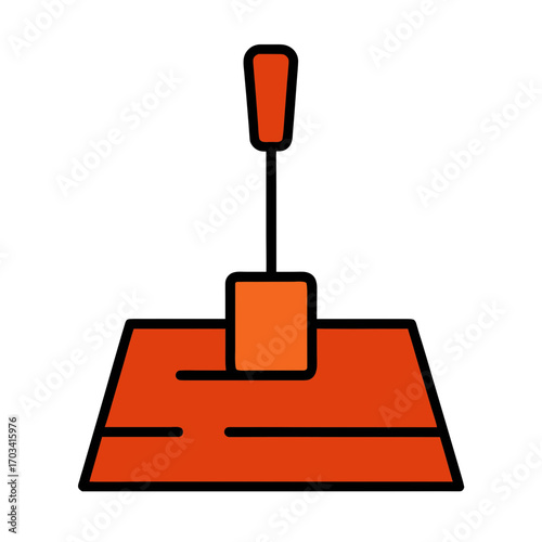 Simple flat icon of a dustpan and brush set