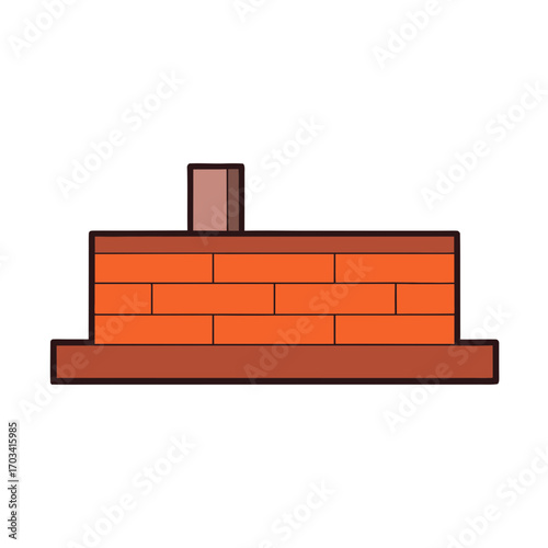 Simple illustration of a brick chimney on a hearth
