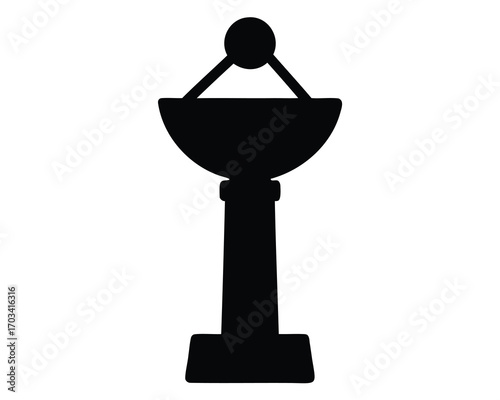 Stylized vector silhouette of a classical fountain isolated on a white background