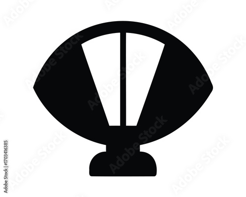 Monochrome icon of a vintage tabletop fan on a white backdrop