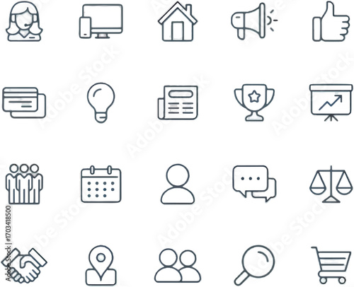 Business and Marketing Icons

Corporate and Office Symbols

General Business Concepts


