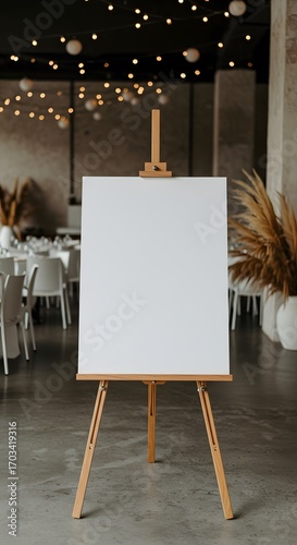 Elegant Blank Wedding Sign on Easel