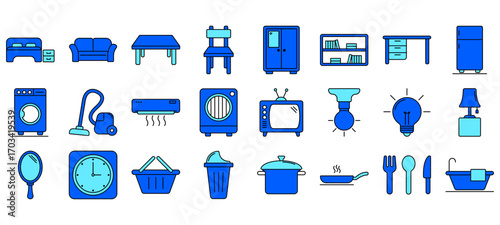 Set of home necessities Icons or symbols Vector fully editable file.