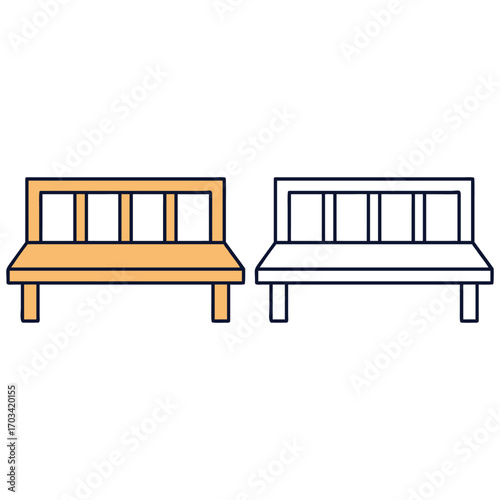 Park bench illustration vector seat outdoor furniture design