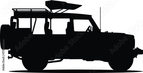 Black silhouette off road vehicle with roof rack four wheel drive