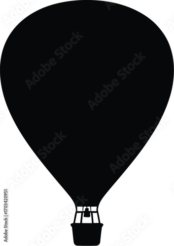 Black hot air balloon silhouette white transportation