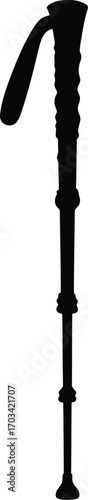 Black silhouette of a hiking pole walking stick trekking pole