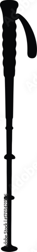 Black hiking pole with curved handle trekking pole