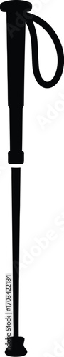 Black hiking pole with wrist strap trekking pole walking stick