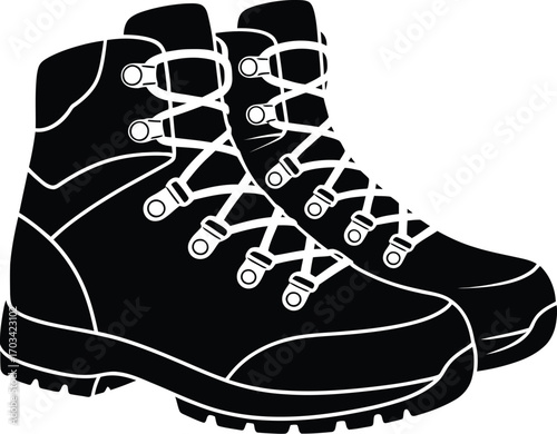Black hiking boots with white laces trekking boots