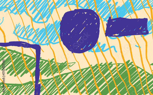 Doodle Naive Abstract Colorful Pattern Landscape for Walldecor poster