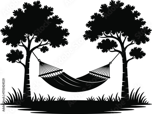 Hammock between trees nature outdoors