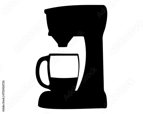 Silhouette of a coffee maker pouring a cup of freshly brewed coffee