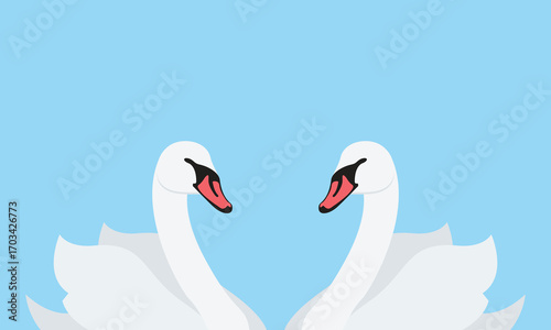 Logo White Swan Flat bird vector illustration.