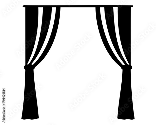 Elegant black and white curtain design creating a theatrical or stage effect
