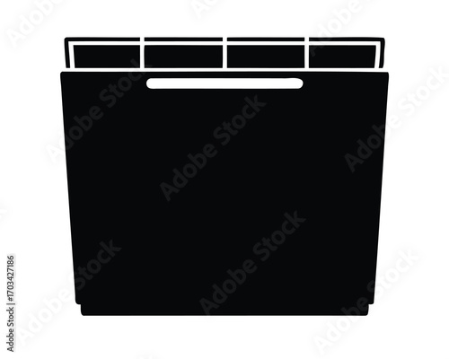 Abstract Black and White Silhouette of a Modern Dishwasher Appliance