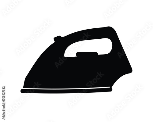 Silhouette of a Household Iron Tool for Pressing Clothes at Home