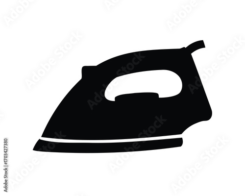 Simple Black and White Graphic of an Iron for Pressing Clothes