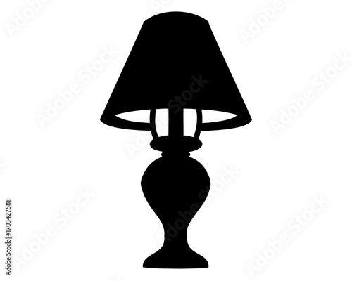 Elegant black silhouette of a bedside table lamp with a lampshade