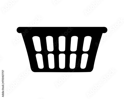 Black silhouette of a Laundry basket or container, clean and simple illustration
