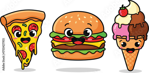 BasFoFunny Food Characters – Vector Illustrationx with Autumn Leaves – Vector Illustrationic RFox