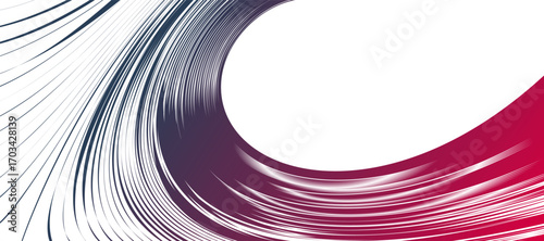 Curvature of space vector abstract art background, 3D linear flow distorted shape, deformed fluid, chaos of space.